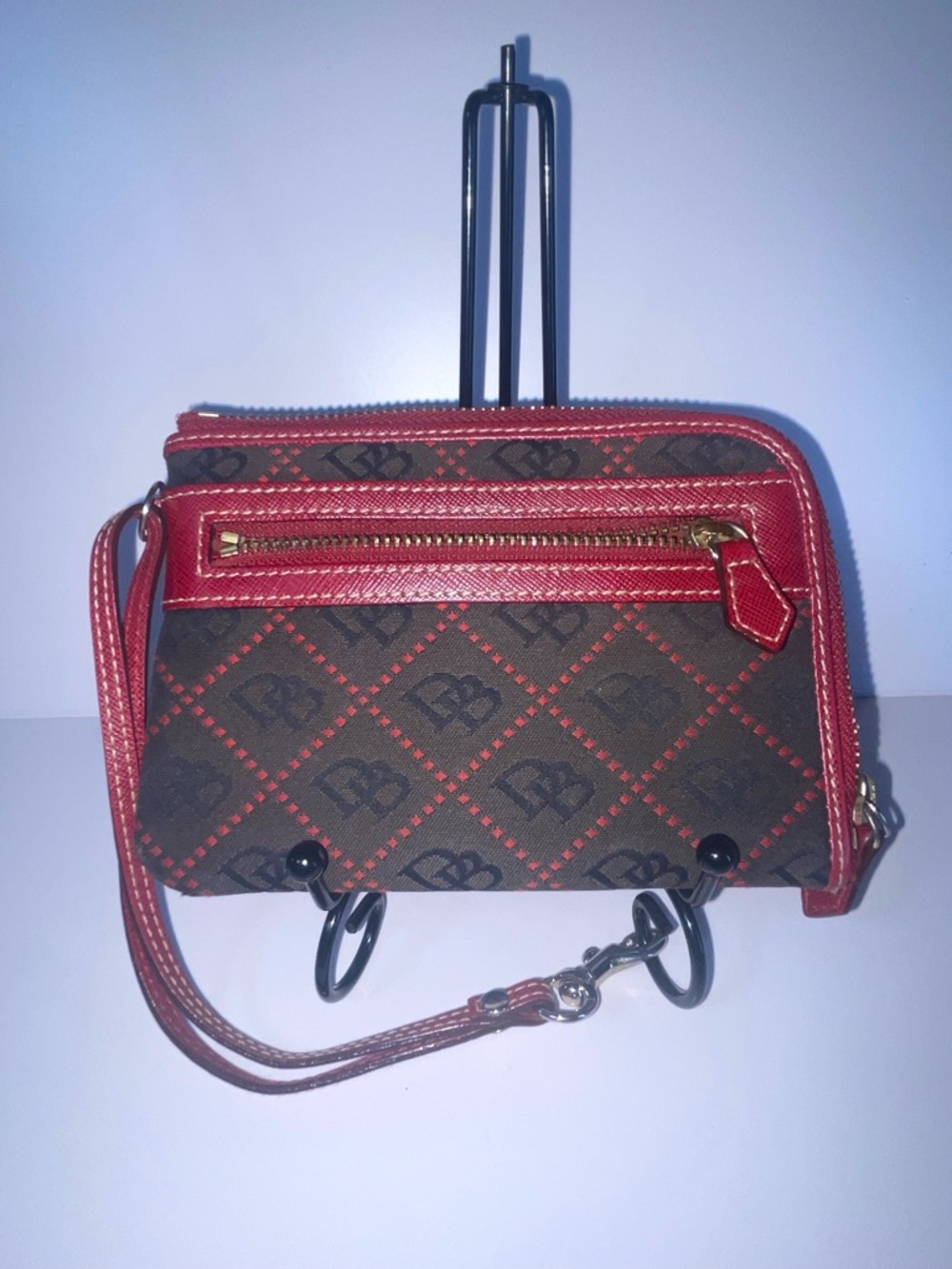 Coach Brown & Red Patterned Wristlet Wallet - Designer Style